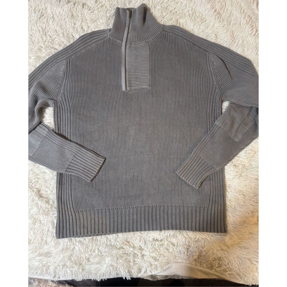 Weekendz off Men's long sleeve half zip knit gray sweater L